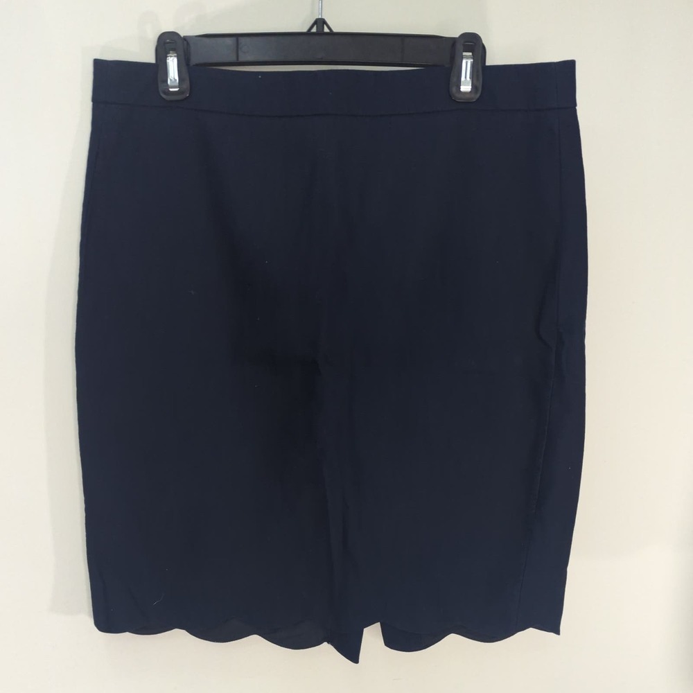 J. By J. Crew Womens Scalloped Hem Skirt Navy Blue Cotton Mini Size 10 - Picture 2 of 8